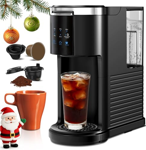 Havato Single Serve Coffee Maker for 2 in 1 K Cup Pods & Ground Coffee,6 to 14 Oz Brew Sizes,40oz Removable Water Tank,Compact Portable Coffee Machine for Home,Black