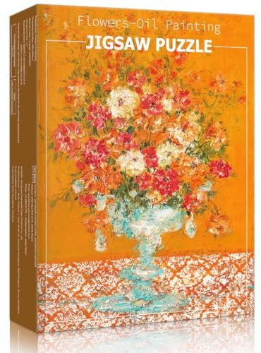 HUADADA 500 Puzzle Erwachsene, Klassische Puzzles- Kunstausstellung -Puzzlespiele für Die Ganze Familie für Frauen Geschenke für männer (Orangefarbenes Ölgemälde)