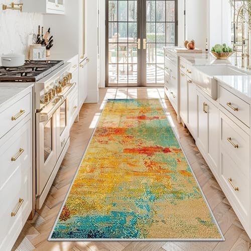 Teppich Läufer Flur Rutschfeste 50 x 80 cm Küchenläufer Maschinen Waschbare Kitchen Rug Schmutzfangmatte Innen Fußmatte Lang Teppichläufer Anpassbar Wohnzimmer Eingang Bettvorleger Schlafzimmer