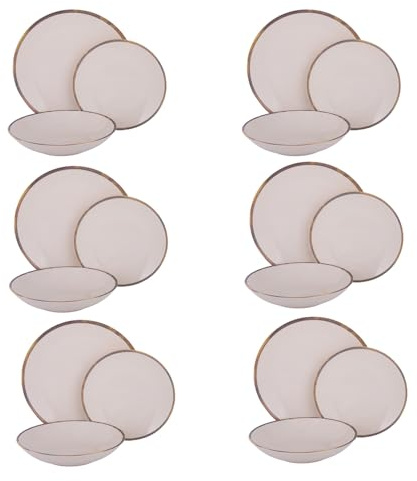 Servizio 18 piatti ceramica bordo pennellato Pyetra