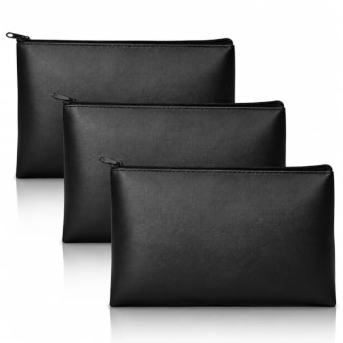 3 Stück Geldtaschen Banktasche banktasche Schwarz für A5 Dokumente, praktische geldtaschen banktasche aus PU-Leder zur geordneten geldscheine aufbewahrung für Alltag und Büro