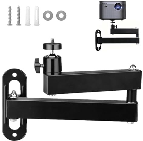 Dwitkul Soporte de Pared para Proyector,Soporte de Metal para Proyector Ajustable 360 Grados, con Interfaz Tornillo 1/4 Pulgada Brazo Articulado para Proyector, Dispositivos de Vigilancia.