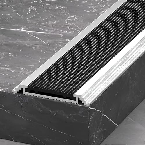 Profilé De Nez De Marche Escalier En Aluminium, Imperméable Profilé D'escalier Barre De Seuil Largeur 35/45 Mm,Pour Bords D'escalier Extérieurs/Intérieurs(Black,35mmx100cm)