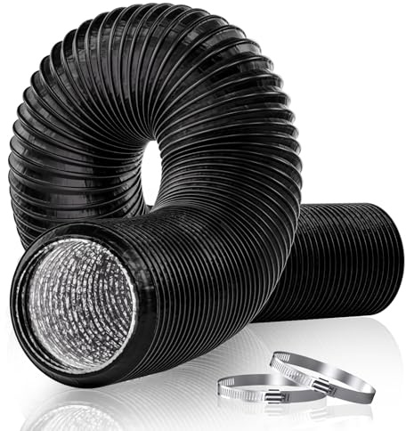 HG PLVTII Tubo Aire Acondicionado Portátil 150mm Flexible con 2 Abrazaderas, 3m Manguera Evacuación Aire 15 cm para Aire Acondicionado Portátil, Campana Extractora, Negro