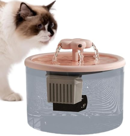 Fontana Per Gatti - Dispensador Acqua Animali | Cascata Di Fiori, Con Finestre Prospettiche, Automatico Gatto Acciaio Con Pompa Ultra Silenziosa, Ultra Silenziosa,Finestra Led, Di F