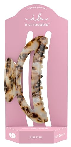 Invisibobble Haarklammer Damen Premium Marmor Braun marmoriert - Clipstar Premium Marble On Naturstein - Haarspange Haarschmuck mittel haarschonend ohne Abdruck für dickes & feines Haar (Größe M)