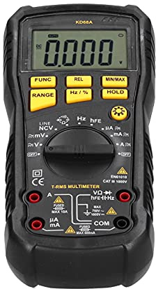 HELEVIA Multimètre Numérique, avec écran LCD rétroéclairé, Mise Hors Tension Automatique, NCV, True RMS, Tension AC DC, Résistance au Courant, capacité de Mesure de la Température pour (Épisode 68a)