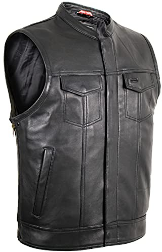 MDM Läderväst i jeansutseende med dragkedja på sidan, svart, 4XL