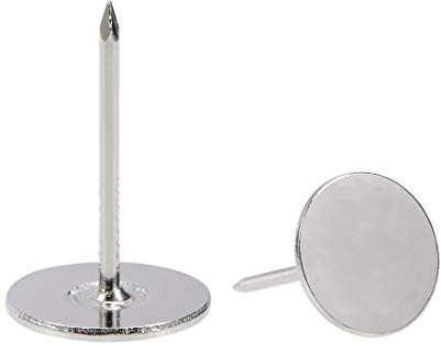 sourcing map 80 Stück Polsternägel, flacher Kopf 16mmx25mm Möbelnägel，Reißnägel für Möbel, Sofa Kopfteile Silber