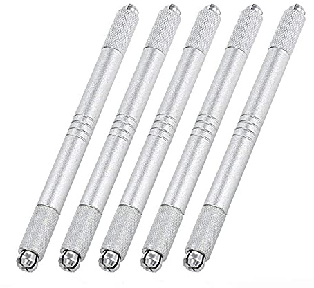 Pinkiou Microblading Stifte Tattoo Stifte Einweg Doppelkopf 5 IN 1 Manuelles Augenbrauen Make-up Werkzeug (5 Stück)