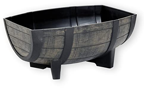 colourliving Pflanzkübel Pflanztopf 40 cm Weinfass-Optik Blumenkübel Blumentopf halbes Blumenfass wetterbeständig