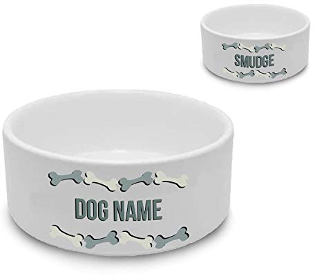 Personalised Dog Bowl with Bone Design, Personalise with Any Name for Any Canine Friend