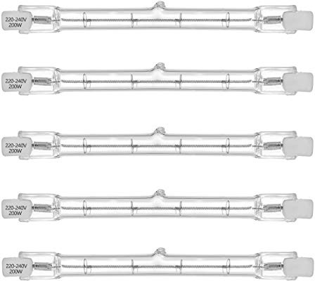 VINBE 200W Halogen R7S 118mm Dimmable 3100lm (5 Pack) J Type Linear Double Ended Floodlight Bulb 230V for Work, Security, Landscape Lights, Floor Lamps, Warm White 2700K
