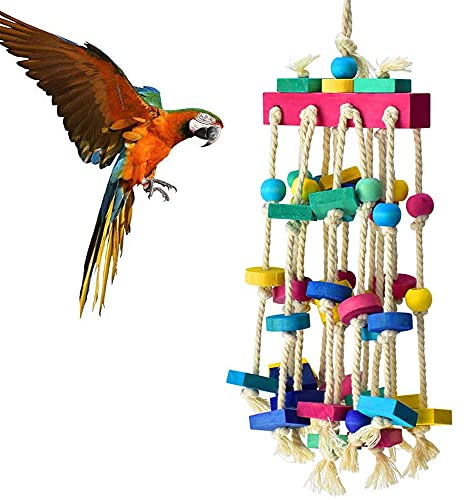 Mehrfarbige Blöcke Vogelspielzeug für Papageien, Vögel, Spielen - Holz Papagei Spielzeug, Vogelkäfigspielzeug