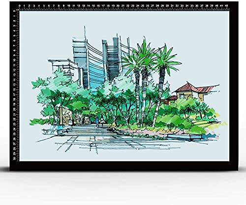 Light Box Pad Tischplatte Zum Zeichnen Malen Verfolgung LED Helle Ultradünne Tragbare LED-Spuren Stufenlos Dimmen Magnetische Hochtransparente Acrylplatte Tracer Mit Lineal Leuchttisch,Schwarz,A2