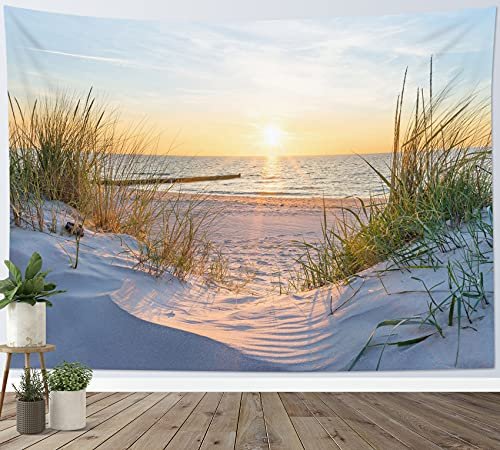 LB Wandteppich Natur Wandtuch Sonnenuntergang am Meer Wandbehang Sommer Landschaft Tapisserie für Wohnzimmer Schlafzimmer Wohnheim Wanddeko,150x130cm