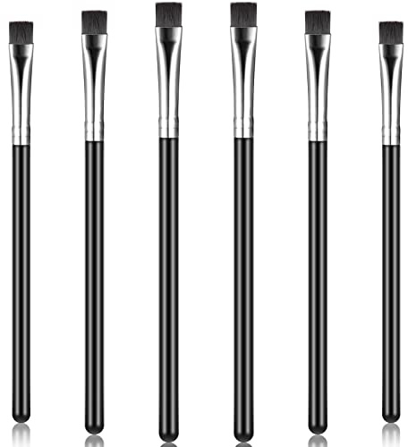 6 Pieces Flat Eyeliner Eyebrow Concealer Brush Small Flat Definer Brow Flat Concealer Brush Firm Stiff Eyeshadow Brush Synthetic Bristle Precision Lash Liner for Defining Shaping Eyebrows Makeup
