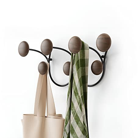 Umbra Dotsy Wandgarderobe, dekorative Garderobenleiste mit 7 Haken für Jacken, Schals, Taschen, Rucksäcke und Mehr, Einheitsgrösse