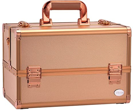 Valigetta Trucchi Grande Valigia per Trucchi Professionale Beauty Case Porta Trucchi Makeup Case Valigetta Per Cosmetici Valigetta Unghie Valigetta Estetista Valigetta Porta Trucchi Vuoto,Oro Rosa
