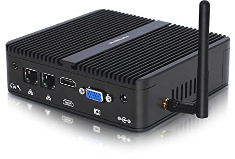 Weikibaba Mini PC Windows 10 Celeron J4125,Mini Ordinateur Double LAN 10 8GB DDR4 RAM 256GB SSD, PC Industriel sans Ventilateur WiFi BT4.0 HDMI VGA USB3.0 RS232 COM