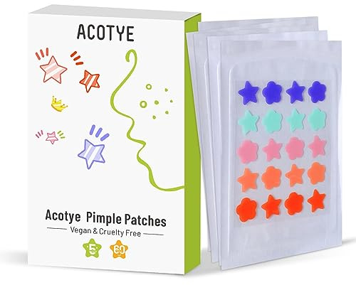 ACOTYE Pimple Patch 60 STÜCKE Stern Pickel Patch mit Niacinamid und Hyaluronsäure, feuchtigkeitsspendend, schnelle Heilung von Acne Patch und Behandlung von Acne Scars Remover (AC-XX-04, S)