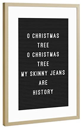 artboxONE Poster mit Rahmen Gold 45x30 cm Letterboard O Christmas Tree von Hafenkönigin - gerahmtes Poster