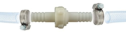 tecuro Schlauchkupplung 3/3, beidseitig Ø 16 mm, mit Edelstahlschlauchschellen - Nylon weiß