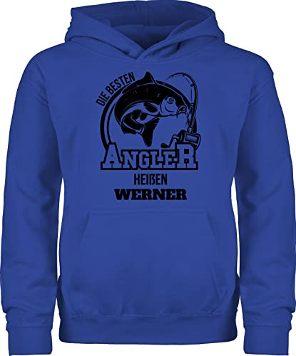 Geschenk mit Namen personalisiert by Shirtracer - Kinder Hoodie Jungen Mädchen - Angeln - Angler Geschenk