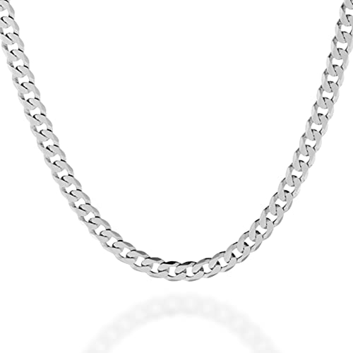QUADRI - Elegante Silber Kette Herren 925 aus Panzerkette - Breite 7mm - für Männer und Frauen aus 925er Echtsilber - Länge 56 cm - Silberkette Herren anlaufgeschützt - Made in Italy