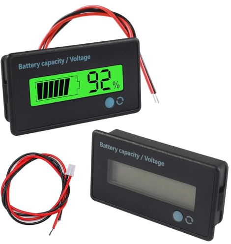 GTIWUNG 2 Stücke DC 12V 24V 36V 48V 60V 72V 84V Batterie Messgerät, Batteriekapazität Spannung Meter, Kapazität Monitor Gauge Indikator, Blei-Säure und Lithium Ion Batterie Indikator,Grün