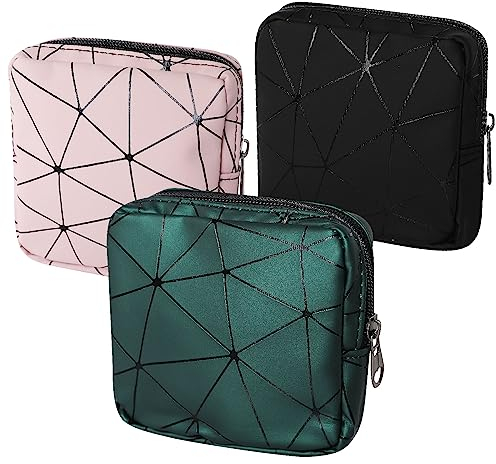 Ouligay 3 Stück Binden Aufbewahrung Tampon Aufbewahrung Tasche Tragbar Tampontasche Perioden Tasche Damenbinden Aufbewahrungstasche mit Reißverschluss Menstruation Tasche für Damen Mädchen