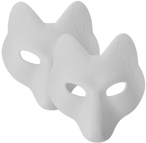 Alipis 2stücke Fuchs Tiermaske Zum Bemalen Leere Maske Für Halloween Und Maskerade Diy Animal Maske Für Erwachsene Und Jugendliche Hautfreundliches Pu Material Unbemalt