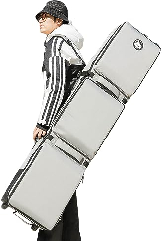 HMWOKPOT Doppelboard-Ski-Reisetasche Mit Rollen, Rolling Double Ski Bag Snowboard Bag Passend Für 2 Boards Oder 2 Sets Für Flughafenreisen,165x33cm