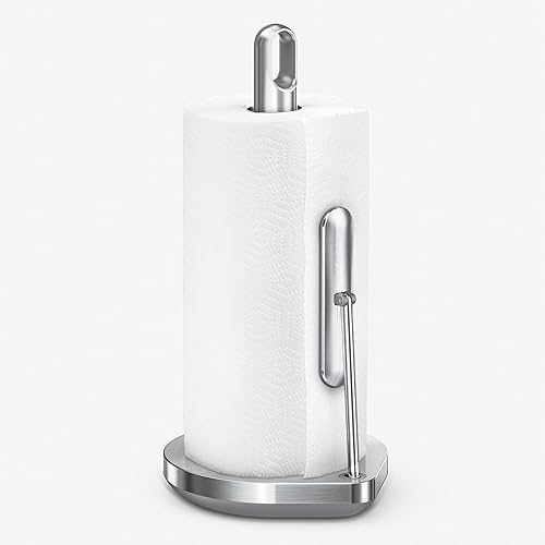 simplehuman KT1203 Spannarm Küchenrollenhalter, Küchenrollenhalter stehend, Papierrollenhalter, gebürsteter Stahl, 5 Jahre Garantie
