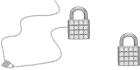 Fossil Women's Lock Chain Halskette und Kette Ohrringe - Sterling Silber