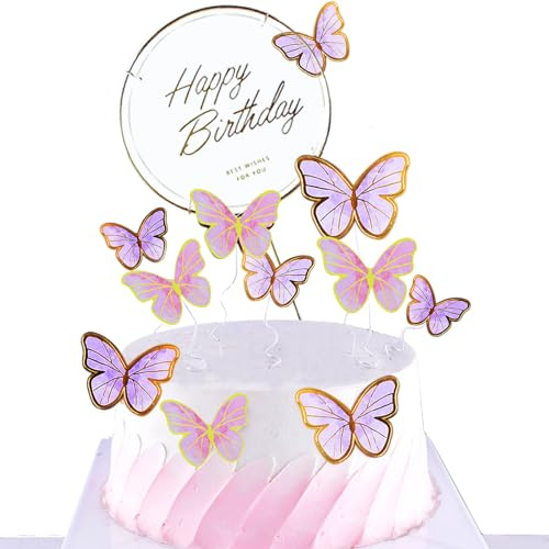Sunnilly 41 Stück Schmetterling Torten Deko - 3D Cupcake Topper für Weihnachten, Geburtstag und Party
