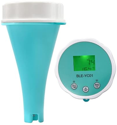 Longzhuo Termometro per Piscina Digitale, Monitoraggio Della Qualità Dell'acqua Della Piscina PH/EC/TDS/ORP/Rilevatore di Cloro Residuo per Piscine, Controllo Delle App, Notifica Degli Allarmi