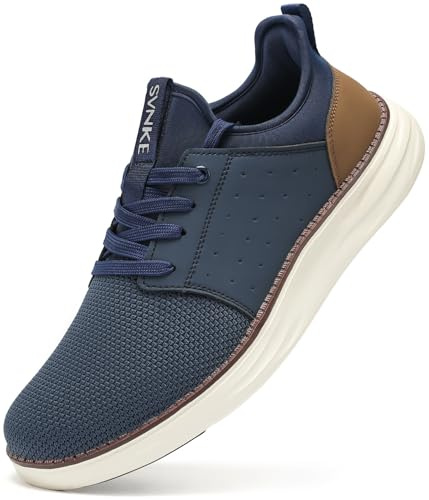 SVNKE mäns slip-on skor andningsbara snörning skor smärtlindring promenadskor business vardagsskor, BLÅ, 39.5 EU