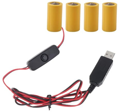 LUCKGONI Batterie factice USB vers 6 V LR14 C de 97 cm pour 4 piles LR14 C pour jouet, contrôleurs, chauffe-eau à gaz, torches