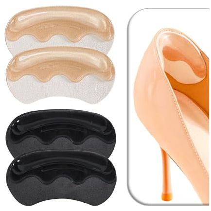VivoFoot 4 paia di cuscinetti antiscivolo per tallone, per scarpe troppo grandi, fodere per tallone in gel e riempitivi per scarpe larghe, inserti autoadesivi sul retro del tallone, protezioni per