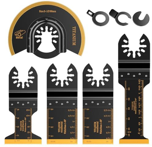 Accesorios Multiherramienta de Titanio 5 piezas AICOYA Hojas de Sierra Oscilante de Titanio para Metal, Madera, Plástic