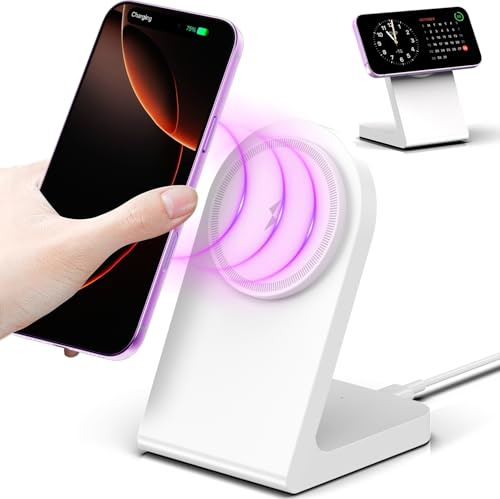 Magnetic Wireless Charger for iPhone 17/16/15/14/13/12 Series, iPhone Wireless Mag Safe Charger Stand for AirPods 4/3/2/Pro, for Magsafe Charger