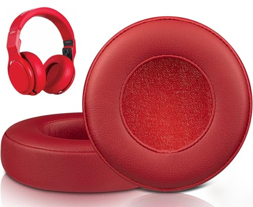 SOULWIT Cuscini Auricolari di Ricambio per Monster Beats Pro/by Dr Dre Detox Cuffie, Cuscinetti Auricolari con Pelle Proteica più Morbida, Schiuma ad Alta Densità per Isolamento Acustico-Rosso