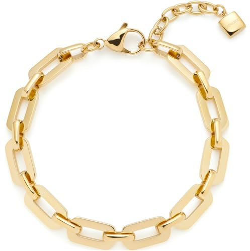 JEWELS BY LEONARDO Armband Orfea, Arm-Schmuck aus goldfarbenem Edelstahl, opulente flächige Kettenglieder, 18-21 cm Länge, Schmuck Damen, 024280