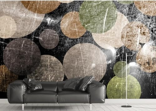 Fototapete 3d Tapeten 3d Effekt Tapeten Vliestapete Retro Europäische Hand Gezeichnete Punkt Kreis Hintergrund Wand 300x210cm Wanddeko Design Wand Dekoration Wohnzimmer Schlafzimmer Büro Natur Landsc