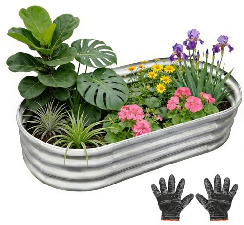 Gardeal Garden Galvanized Raised Garden Bed Kit - Metal Planter Boxes for Vegetables/Herbs/Flowers, Heavy-Duty Steel Outdoor Garden Box with Reinforced Edges