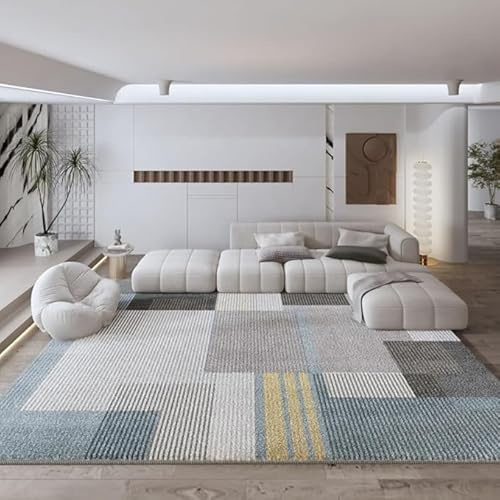 Pmnadfdag Tappeto Salotto 80 x 120 cm Pelo Corto Lavabile in Lavatrice Antiscivolo,per,Camera da Letto,Sala Giochi,Corridoio Moderno Grigio di Giunture Geometriche