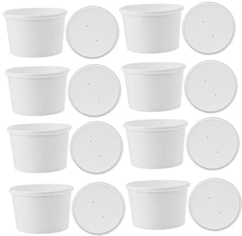 PRETYZOOM 20sets Ice Cream Paper Cup Lid Disposable Dessert Bowl for Yogurt Storage for Summer Picnics and Parties