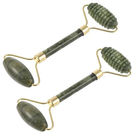 HAPINARY Jade Gesichtsroller und Gua Sha 2 Stück Kompakt mit Natürlichem Jade Massage Roller und Schabewerkzeug zur Gesichts und Nackenmassage Revitalisierend für Hautpflege und Reisen