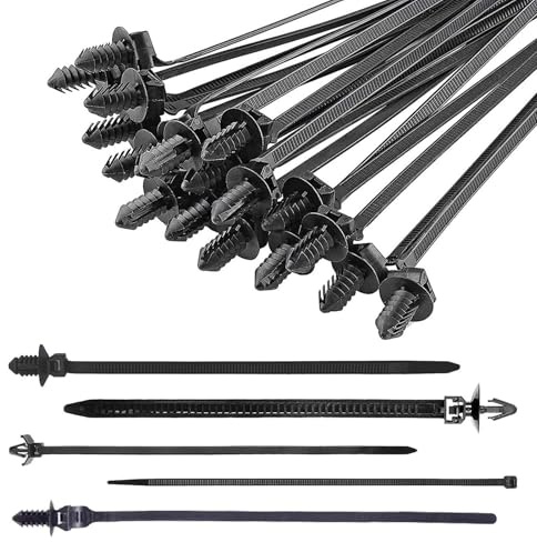 Bridas de montaje a presión – Bridas de alambre de coche | Brida de nailon para montaje en coche | Brida de cremallera resistente a presión | Bridas de cable resistentes a los rayos UV | Clips de